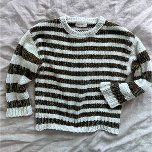 Rylee + Cru Boys Chenille Sweater Olive Green Stripe Boys Size 4/5